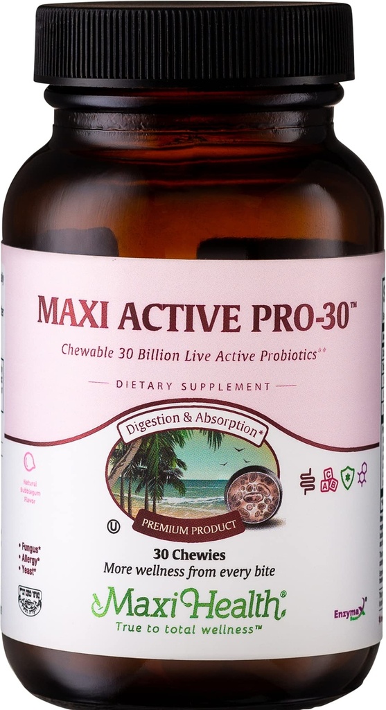 Maxi Active Pro-30 TM närimistabletid Lapsed Sõbralikud mullimiskummimaitse