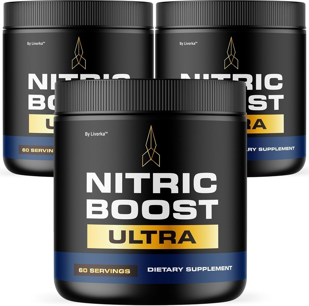 LIVORKA (3 Pack) Nitric Boost - Nitric Boost Ultra Purple Powder meestele, NitricBoostUltra Powder, Boost Energy and Support Active Lifestyles, 180 Servings 3 kuud