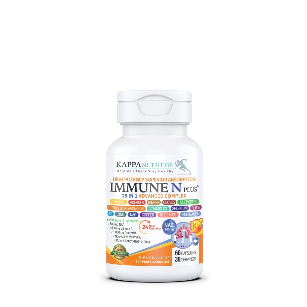 (60 Capsules), NAC 600mg, Quercetin 1,000mg, Vitamin C 500mg, Zinc 50mg, Vitamin D3 5,000iu, Selenium, Copper, Acerola, Ginger, Rutin, Citrus Bioflavonoids, Rose Hips, Echinacea, Immune N Plus 15 in 1