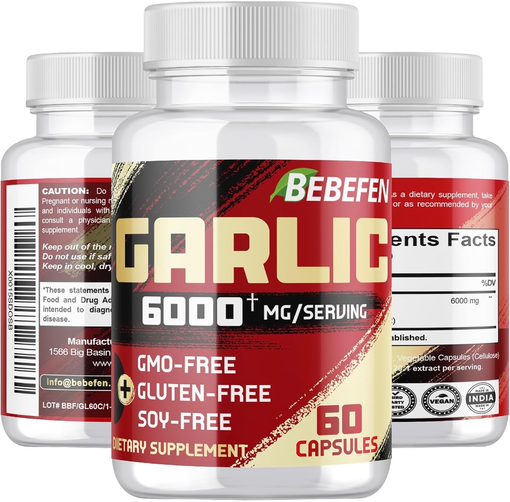 BEBEFEN küüslaugulisandid - küüslauguekstrakti kapslid seedetraktile, immuunsüsteemi tervisele ja üldisele heaolule - taimetoitlane, mitte-GMO