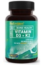 BioEmblem Vitamiin D3 K2 Kapslid (5000IU ja 200mcg) - Patenteeritud MK7 ja MK4 3-in-1 kompleksne tugi - Taimetoitlane Vitamiin D K2 Täiendus hambad, süda, immuunsüsteem - Non-GMO, 90 kapslit