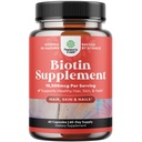 Natures Craft 10000 mcg Pure Biotin pillid naistele meestele - soodustab paksemaid ja täielikumaid juukseid. Looduslik täiendus läikivatele paksudele juustele - taimetoitlased vitamiinikapslid - saada selge nahk Tugevad küüned