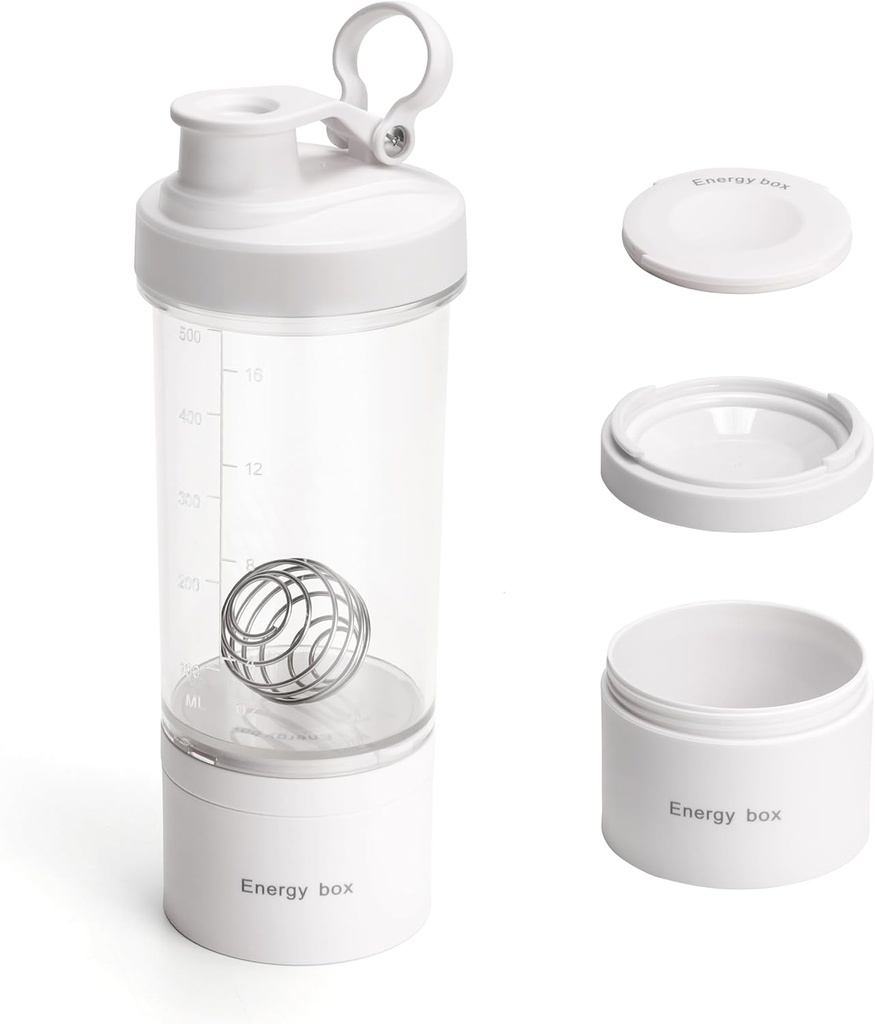 Blender Protein Shaker Tritan Pudel koos pillid / pulber Ladustamine Kontein Protein Shakes-pre treening pudel-Mixer Cup-Gym Sport Veepudel Wire Whisk Balls Valge