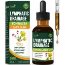 Cleavers Lymphatic Drainage Drops Enhance Lymph System Detox Cleanse, Echinacea, Milk Thistle, Cats Claw, Kurkum, Dandelion, Burdock Immune Support Supplement. 2oz