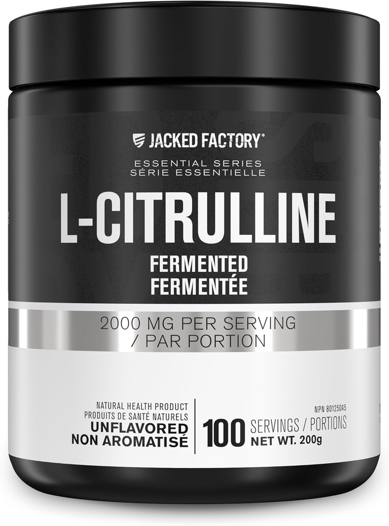 Jacked Factory L-tsitrulliin - Fermenteeritud L-tsitrulliinpulber, lämmastikoksiidi võimendaja suurenenud verevoolu, tugevuse ja vastupidavuse jaoks - 100 serveerimist, maitsestamata