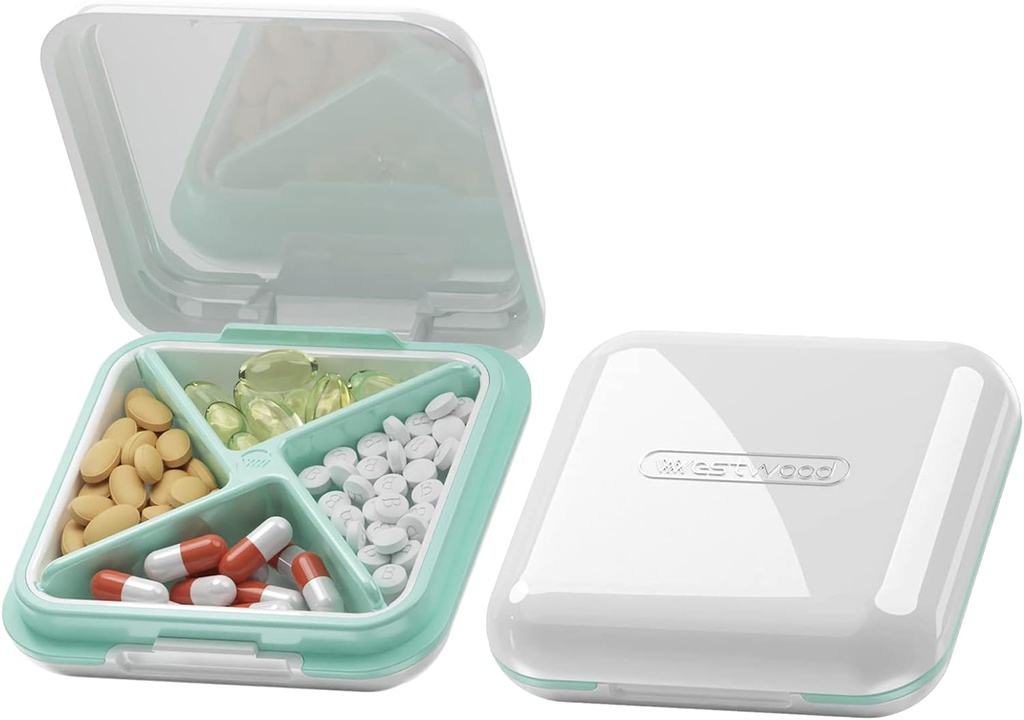 DUBSTAR Pill Case, Väike Pill Box - Veekindel Kaasaskantavad igapäevased väikesed pillid kottide kompaktse reisimeditsiini hoidja vitamiinide, kalaõlide, toidulisandite, ravimite jaoks (valge)