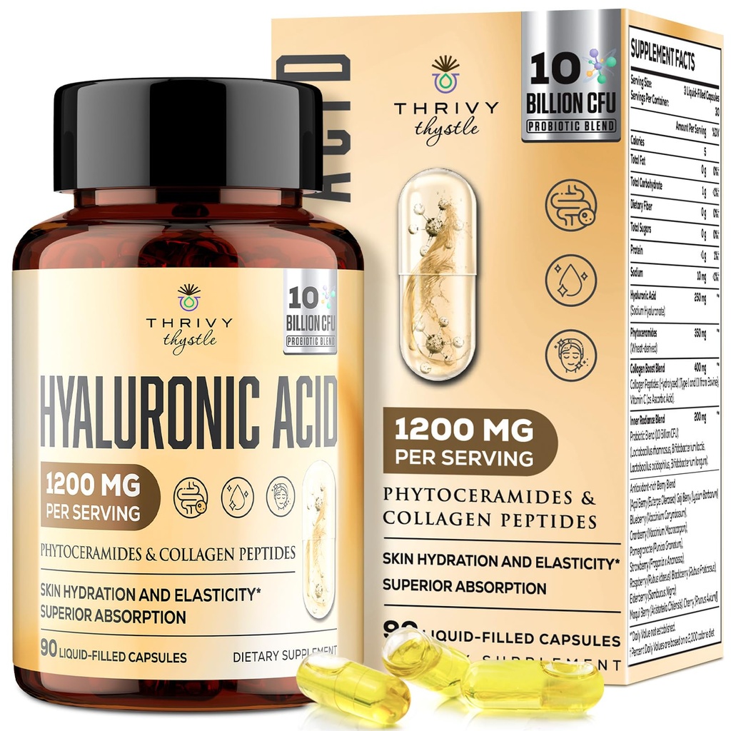 19-in-1 hüaluroonhappe kapslid - hülunaarhape 1200 mg, kollageenpeptiidid, C-vitamiin, fütotseramiidid - nahale, silmadele, seedetraktile, luudele (1 pakend)