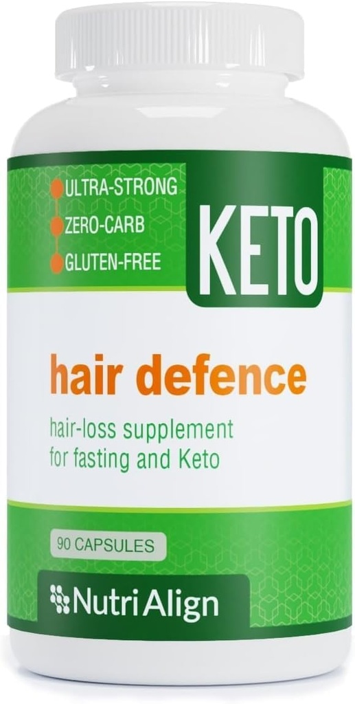 Nutri-Align Hair Defence Biotin Complex Keto ja paastumine | 90 kapslit | Kõrge tugevusega juuste kasvu biotiin - 2500 mg biotiini kapsli kohta | A-vitamiin, foolhape ja kaltsium