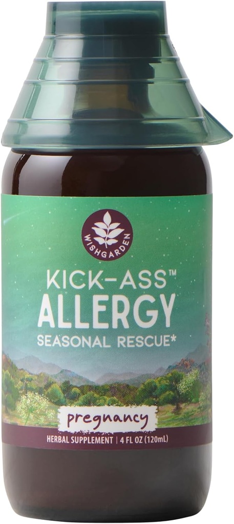 WishGarden Herbs Kick-Ass Allergia Rasedus - Taimne-Based Taimne Allergia Lisa w / Nõges Leaf, Echinacea & Yerba Santa, ohutult toetab tervislikku histamiini vastust hooajalised ärritajad, 4oz