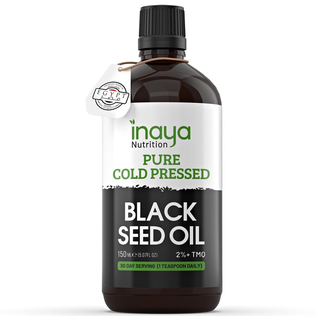 Nigella Sativa musta seemne õli – puhas külmpressitud 2% tümokinooniga | Egiptuse päritolu | toitainerikas üldise heaolu, juuste ja nahahoolduse jaoks | 30 serveerimist klaaspudelis