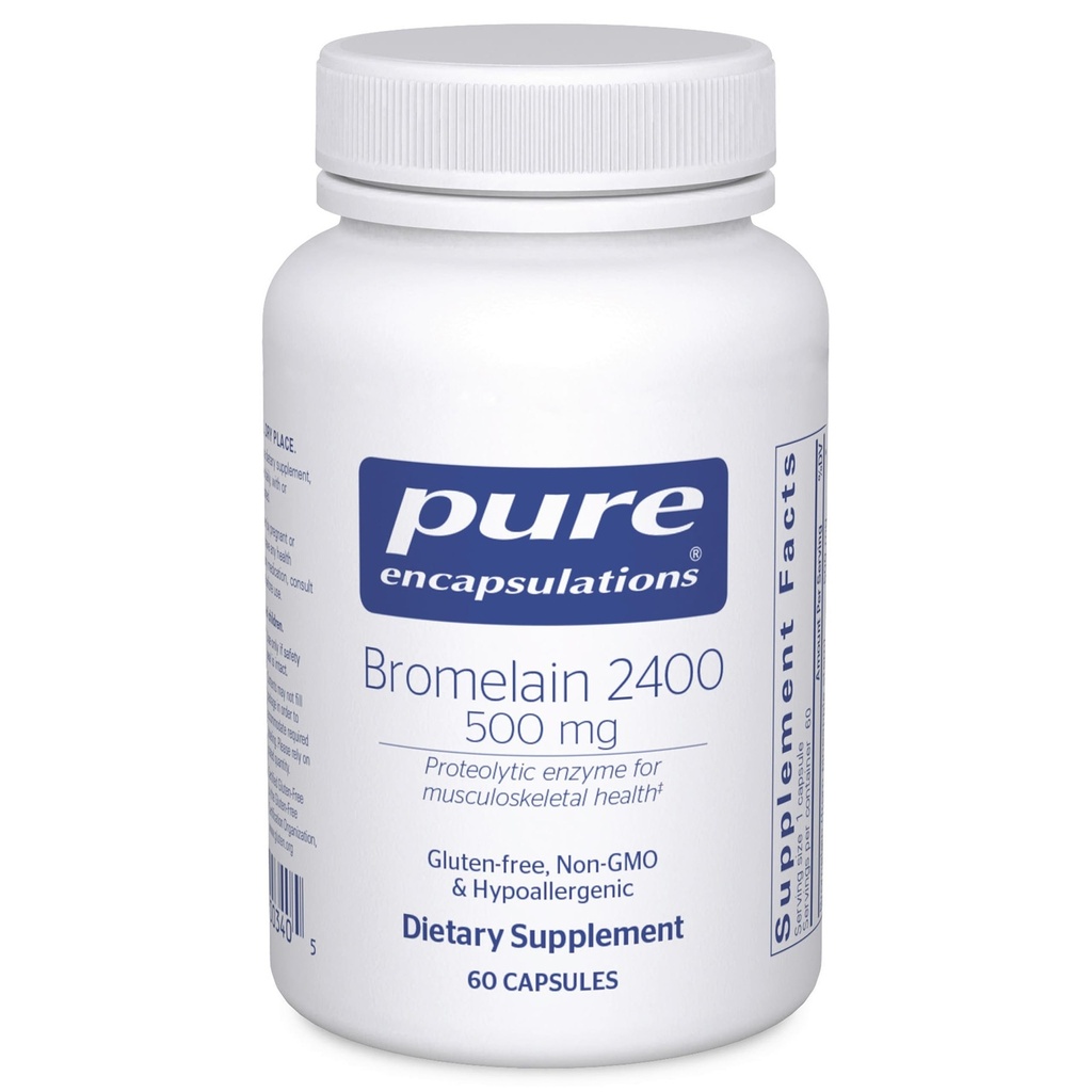 Puhtad kapslid Bromelain 2400 500 mg - seedetrakti toetamiseks ja luu- ja lihaskonna terviseks - toetab liigeseid ja lihaste taastumist * - proteolüütilised ensüümid - vegan - 60 kapslit