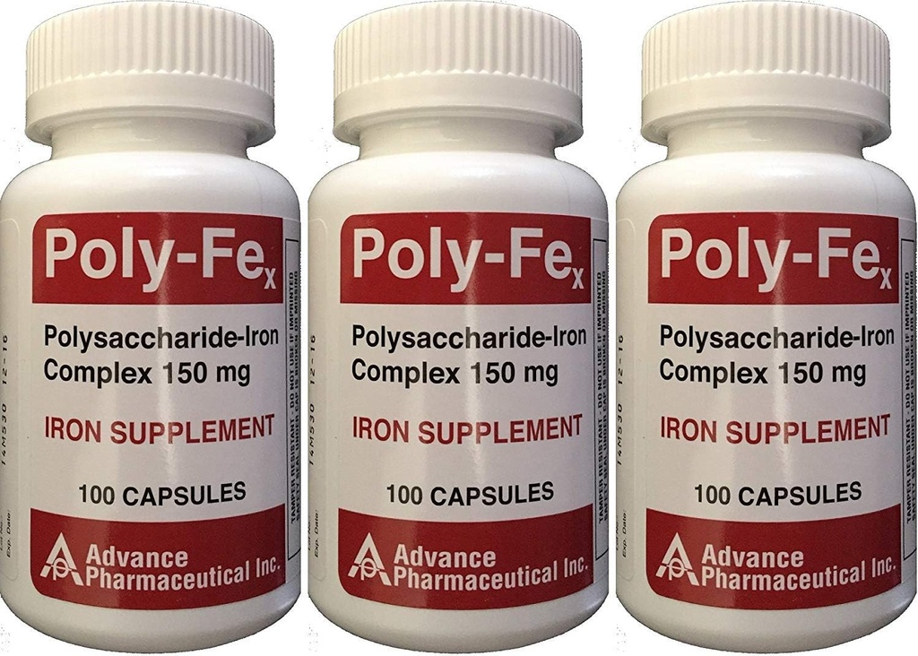 Polüsahhariid Raudkompleks 150 mg Kapslid Raualisa 100 kapslit pudelipakendis 3 Kokku 300 kapslit