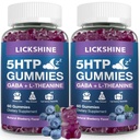 2 Pack 300MG 5-HTP GABA Sleep Supplement Gummies 200mg L-Theanine Supplement aju, meeleolu stabilisaator ja une tugi, melatoniinivaba, Omega 3-6-9 Natural Zzzs, mustikamaitse