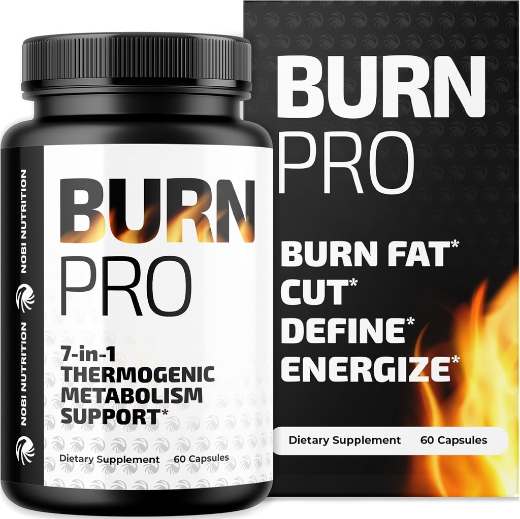Burn Pro 7-in-1 termogeenne ainevahetuse kiirendaja | Kaalujuhtimise tugilisa söögiisu ja energia toetusega | Puhutav leevendus, suunatud kõhu toonimine ja Keto indutseerimine | Slim, trim ja toon | 60ct