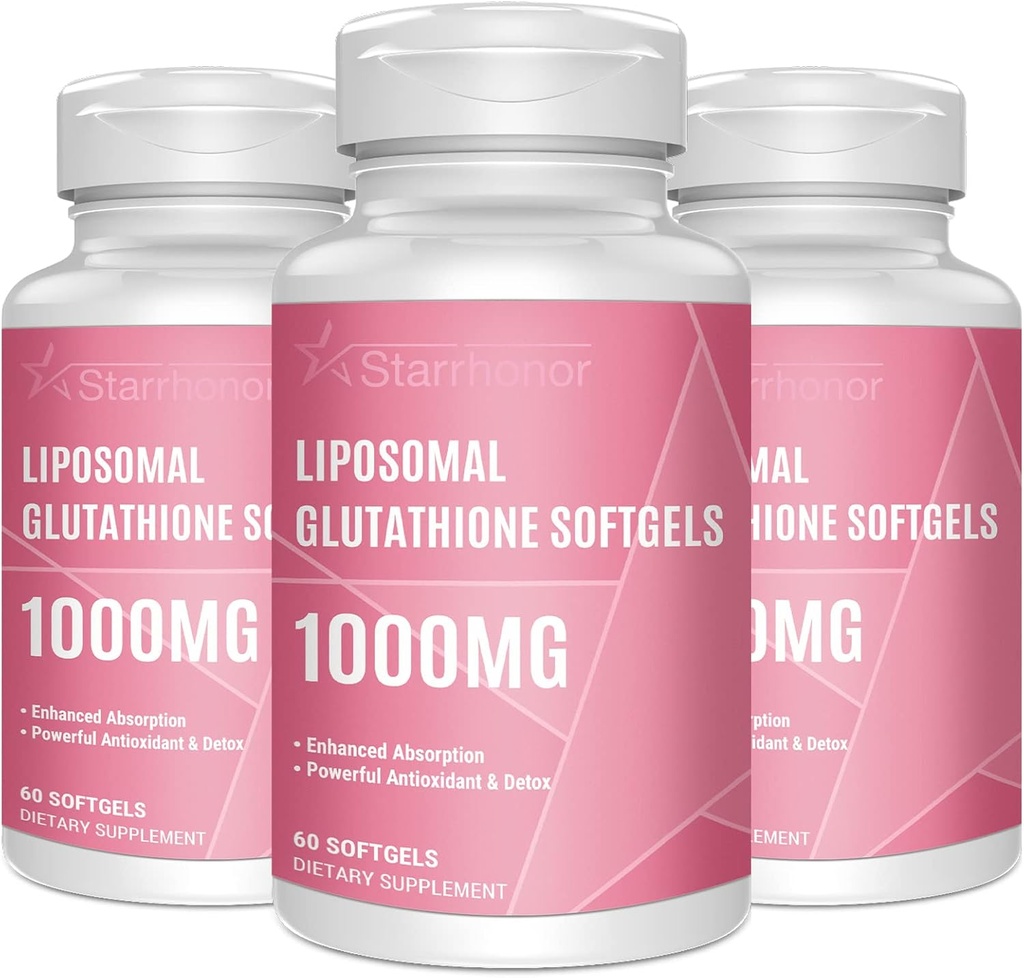 Liposomaalsed glutatiooni pehmed geelid 1500MG, vähendatud glutatiooni lisand C-vitamiiniga, parem imendumine, mitte-GMO võimas antioksüdant tervislikuks vananemiseks, detox, immuuntervis, 180 Softgels