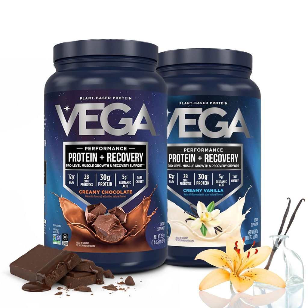 Vega Sport Premium Protein Powder Bundle, Chocolate + Vanilla, Taimne Valgu Pulber Post Treening - Sertifitseeritud Vegan, Taimetoitlane, Keto-sõbralik, Gluteenivaba, Piimavaba, BCAA Aminohapped