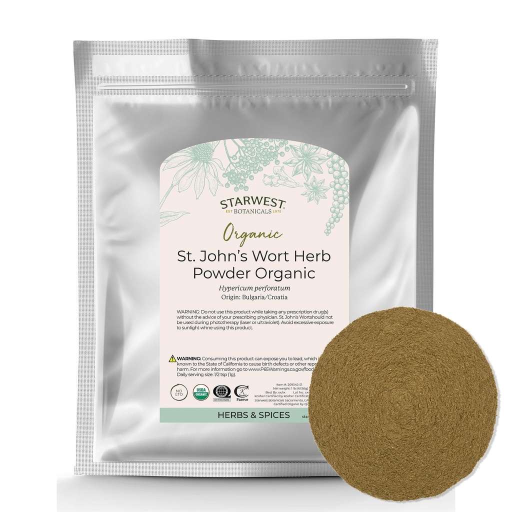 Starwest botaanika Orgaaniline naistepuna pulber - kuivatatud maitsetaimed tee jaoks, valmistatud naistepuna lillest, toetab lõõgastumist, sertifitseeritud Kosher, mitte-GMO - puiste 1 lb kott