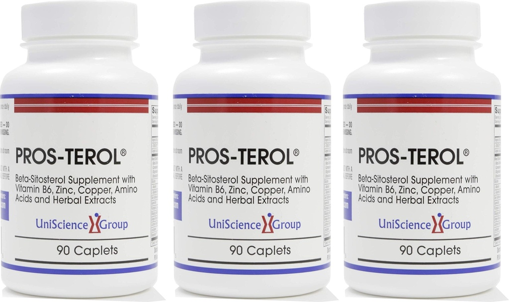 Pros-TEROL (3 pudelikomplekti), eesnäärme leevendamine 900 mg taimsete steroolidega kõrvitsaseemnetega, nõeluv nõgesjuur, ingveri juur, lagritsa juur ekstraktid 90 kapslit