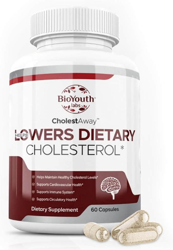 BioYouth Labs Looduslik kolesterool Alandamine Toetus täiendada täiskasvanutele - Toitainete segu küüslauk, Berberine, Coca Extract & Soja letsitiin - 60 kapslit