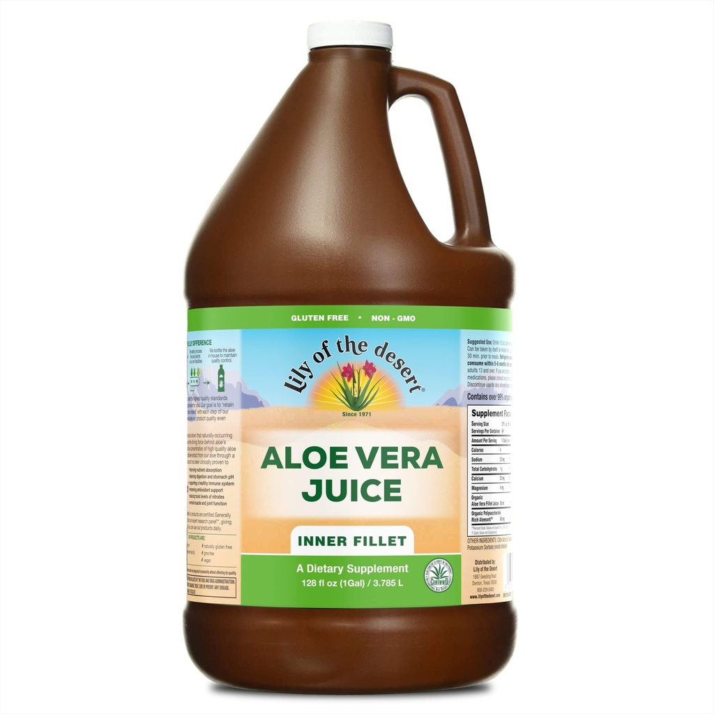 Lily of the Desert Aloe Vera Juice - Inner Fillet Aloe Vera Jook, Orgaaniline Aloe Mahl looduslike vitamiinidega, seedetrakti ensüümid soolestiku tervisele, kõhu reljeef, heaolu, hõõguv nahk, 128 Fl Oz