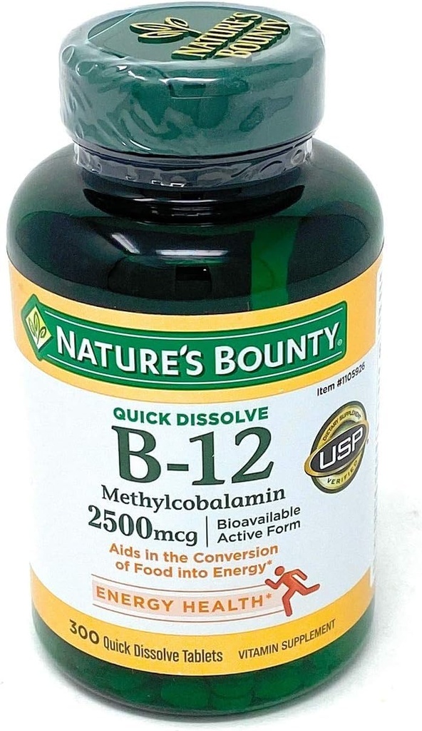 Looduse Bounty Vitamiin B-12 2500 mcg, 300 kiiret lahustavat tabletti