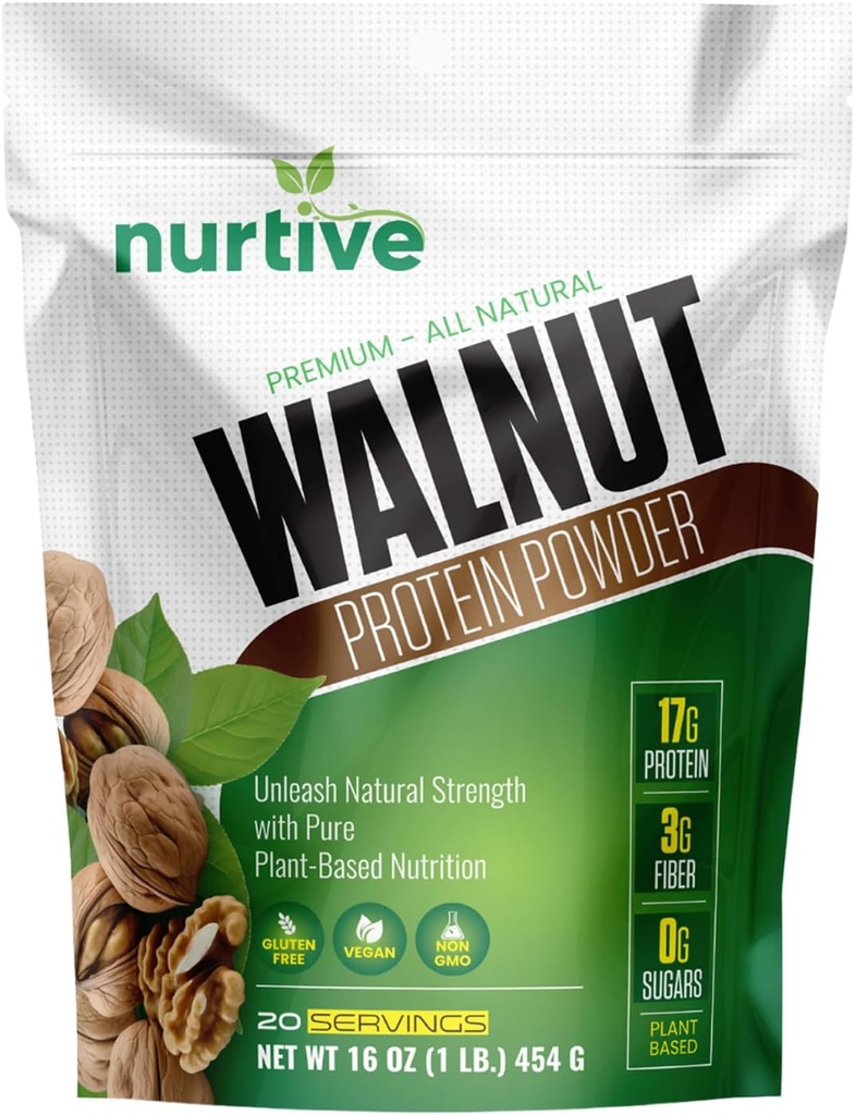 Kreeka pähkli valgu pulber - rikkalik oomega-3 ja taimepõhine valk - antioksüdantne Boost - ideaalne smuutidele ja küpsetamisele - gluteenivaba, vegan, mitte GMO - 20 serveerimist (16 oz / 454 g)