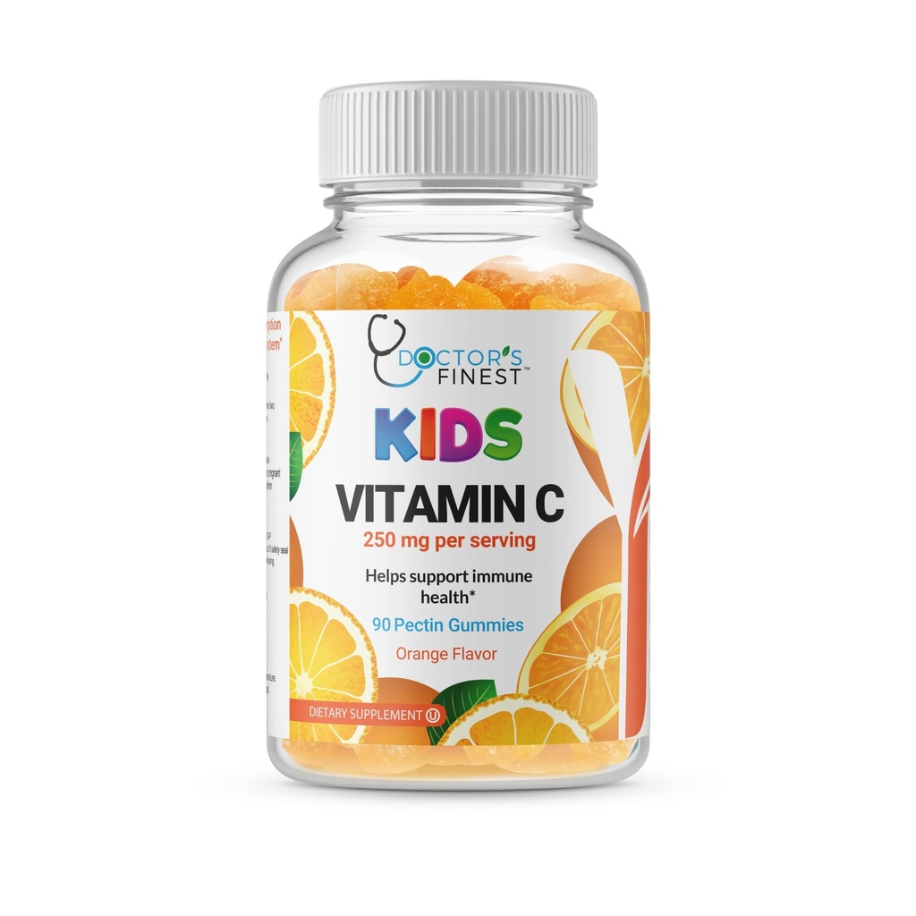 Arstid Finest C-vitamiini Gummies lastele - Vegan, GMO-vaba ja gluteenivaba - Hea maitsega oranž maitsega Pectin Chews - Kids Dietary Supplement - 250 mg C-vitamiini - 90 Jellies [45 annust]