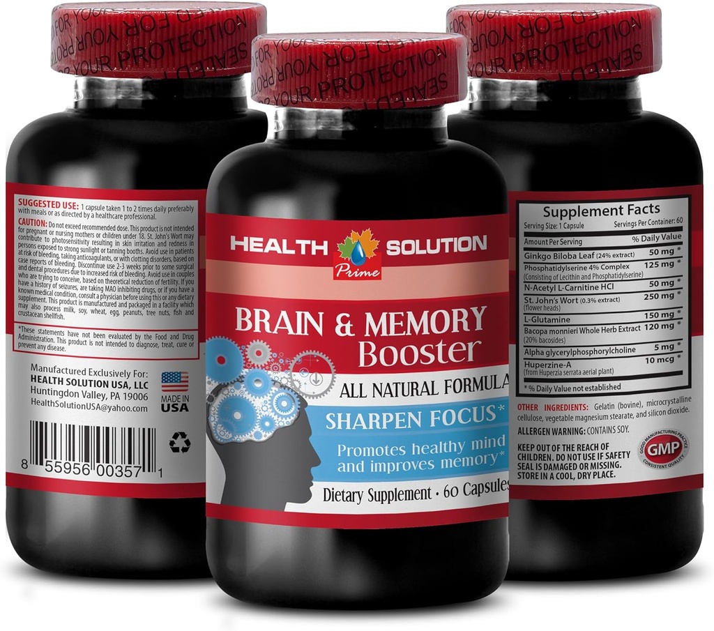 Ginkgo biloba ekstrakti lehed - Aju ja MEMORY BOOSTER - parandada - aju mälu toidulisandeid - ginkgo biloba ekstrakt, aju toidulisandeid mälu ja fookuse, fookuse ja energia täiendada 1 pudel 60 kapslit