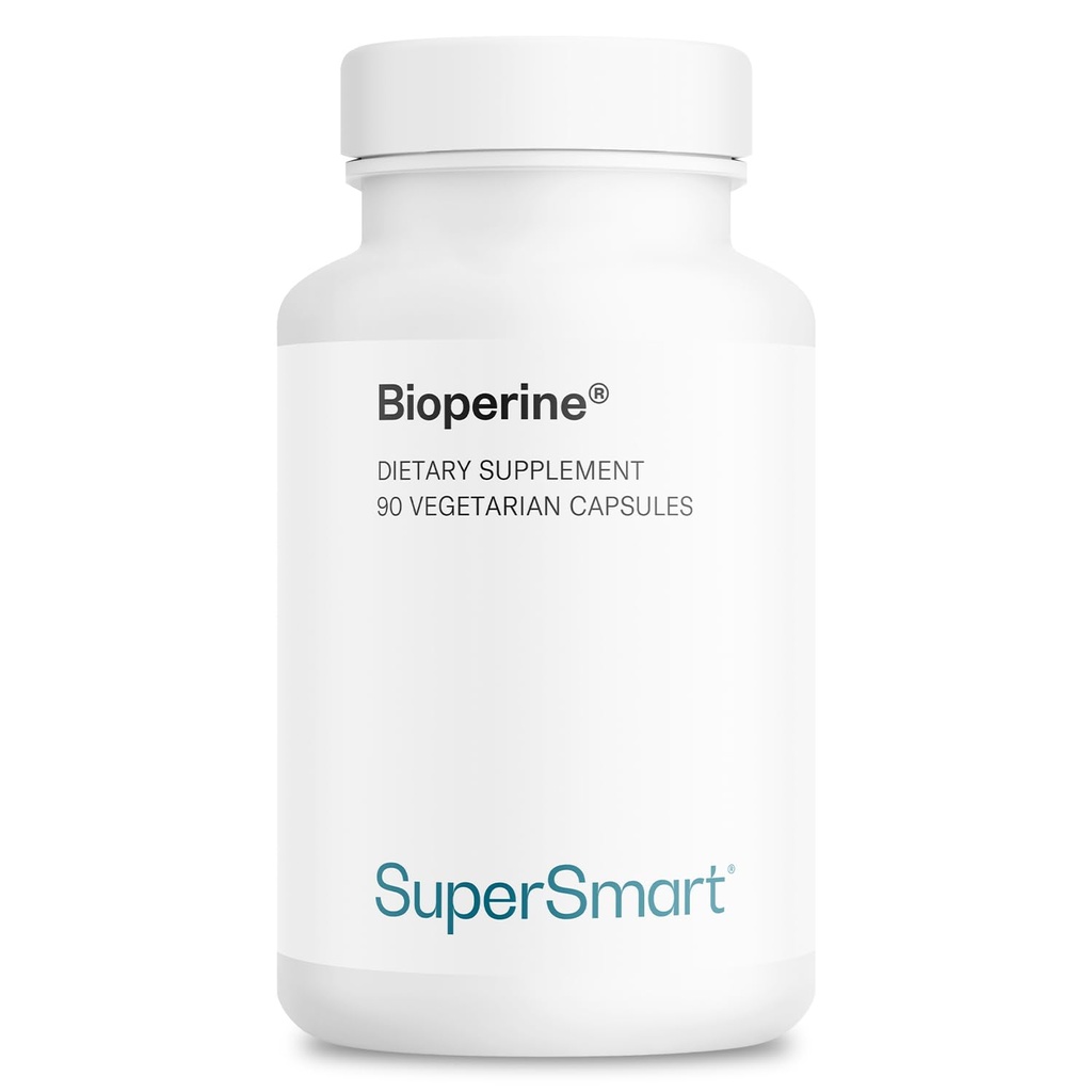 SuperSmart Bioperine 30mg päevas (95% Piperine) - Black Pepper Extract Supplement - Absorption Enhancer - Seedeensüümide toetamine | Mitte-GMO & Gluteenivaba - 90 taimekapslit