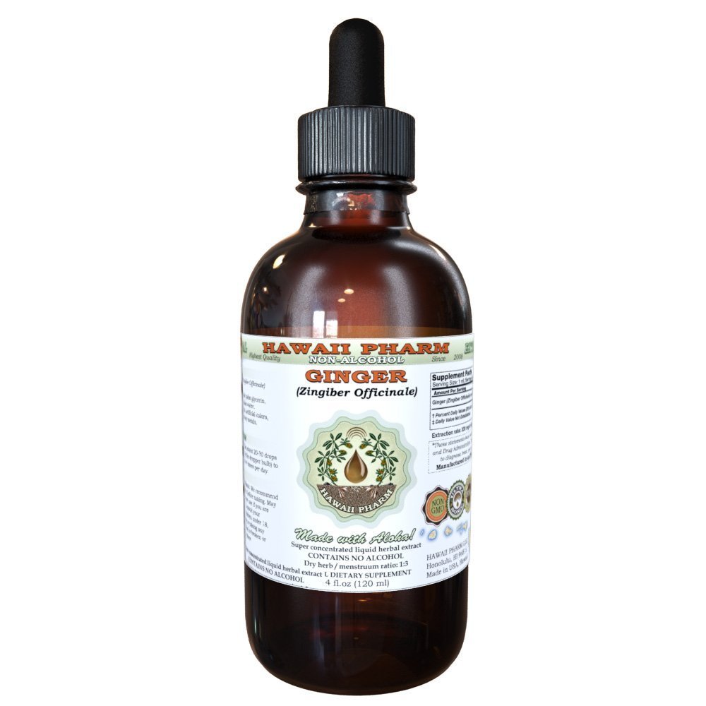 Ingveri alkoholivaba vedelik ekstrakt, orgaaniline ingver (Zingiber officinale) Kuivatatud juur Glycerite Hawaii Pharm Looduslik Taimne täiendus 2 oz