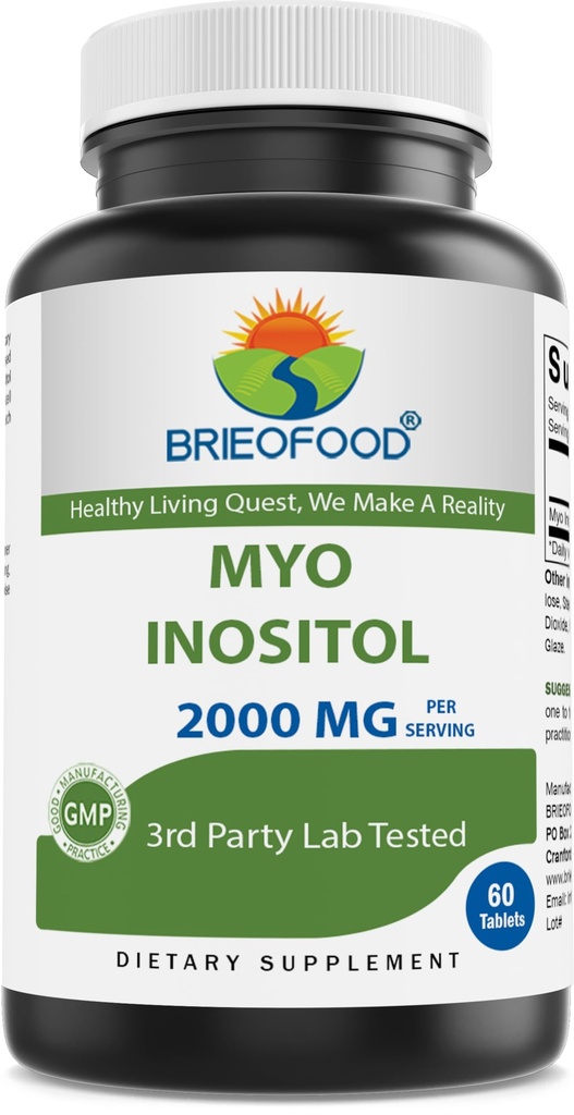 Brieofood Myo Inositool 2000 mg ühe serveerimise kohta - 60 tabletti - 3. peolabor testitud