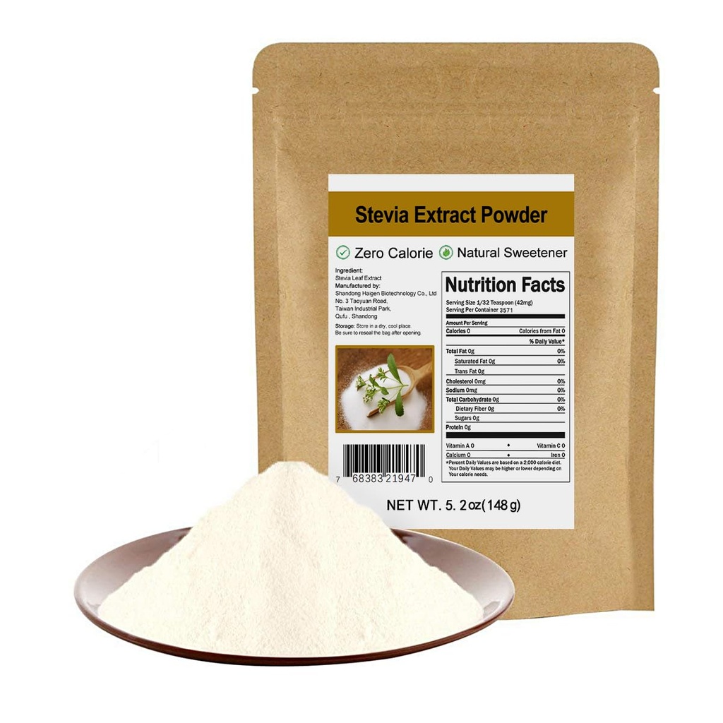 Puhas stevia ekstrakt pulber ilma erütritool 5.2oz(148g) - kõrge kontsentratsiooniga stevia pulber magustaja, nullkalorit, kunstlikku, looduslikku suhkrut alternatiiv