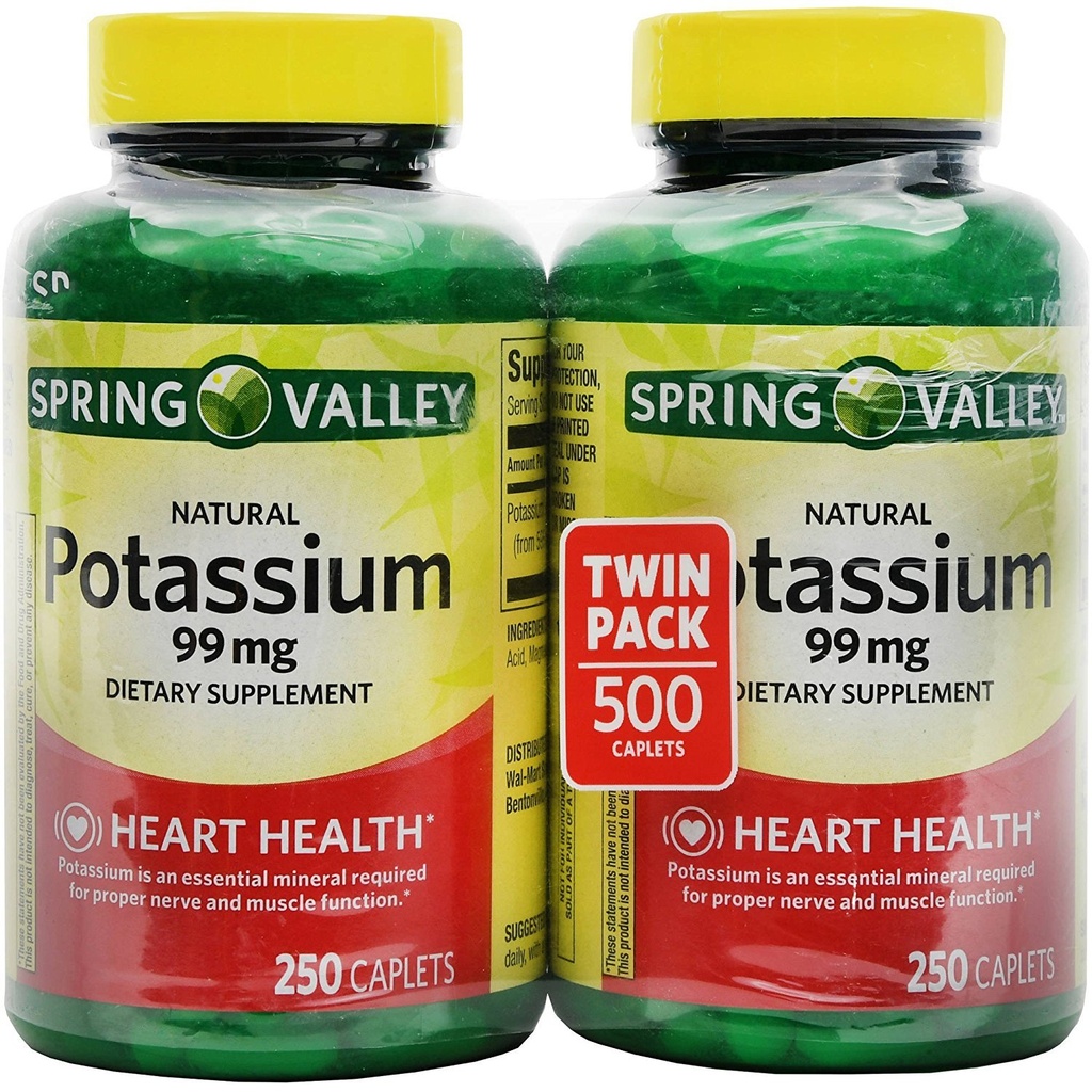 Spring Valley kaalium 99 mg kaaliumglükonaadist 595 mg (250 krahv, 2 Pack)