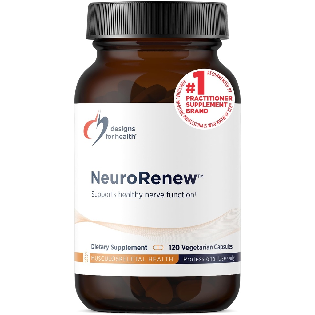 Disainid Health NeuroRenew - 5-MTHF vitamiin B6 (p-5p), metüül B12, atsetüül L-karnitiin, B1 (Benfotiamiin) + Rohkem - toetab tervislikku närvifunktsiooni - mitte-GMO täiendus (120 kapslit)