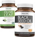 Oliivilehe- ja mustseemneõli (3-kuuline varu) Oliivileheekstrakti (120 kapslit) supertugevus ja mustseemneõli (180 kapslit) külmpressitud Nigella Sativa Cumin Seemned