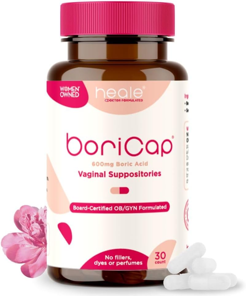 BoriCap - boorhappe suposiidid naistele - 600 mg - Vaginaalne tervis ja tasakaal, sügelus ja lõhn - looduslik leevendus - naiselik hooldus - naiselik hügieenitooted - valmistatud USA poolt Heale - 30 kapslit