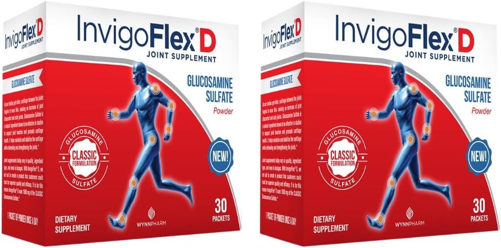 INVIGOFLEX 1500mg glükoosamiini sulfate pulber (klassikaline koostis) - Premium ühine täiendus põlved, käed, selja ja puusa tugi D: glükoosamiinsulfaat, pakendid - 60 pakendit