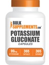 BulkSupplements.com Kaaliumglükonaadi kapslid - kaaliumglükonaadi lisand, kaaliumglükonaat 99mg, kaaliumilisand - gluteenivaba, 1 kapsel serveerimise kohta, 365 kapslit (pakk 1)