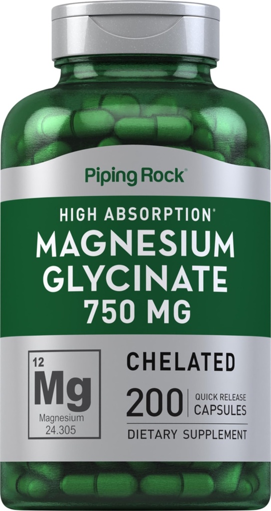 Torukivim Magneesiumglütsinaatkapslid | 750mg | 200 pillid | Kelaatlisand | Suur imendumine | Mitte-GMO ja Gluteenivaba