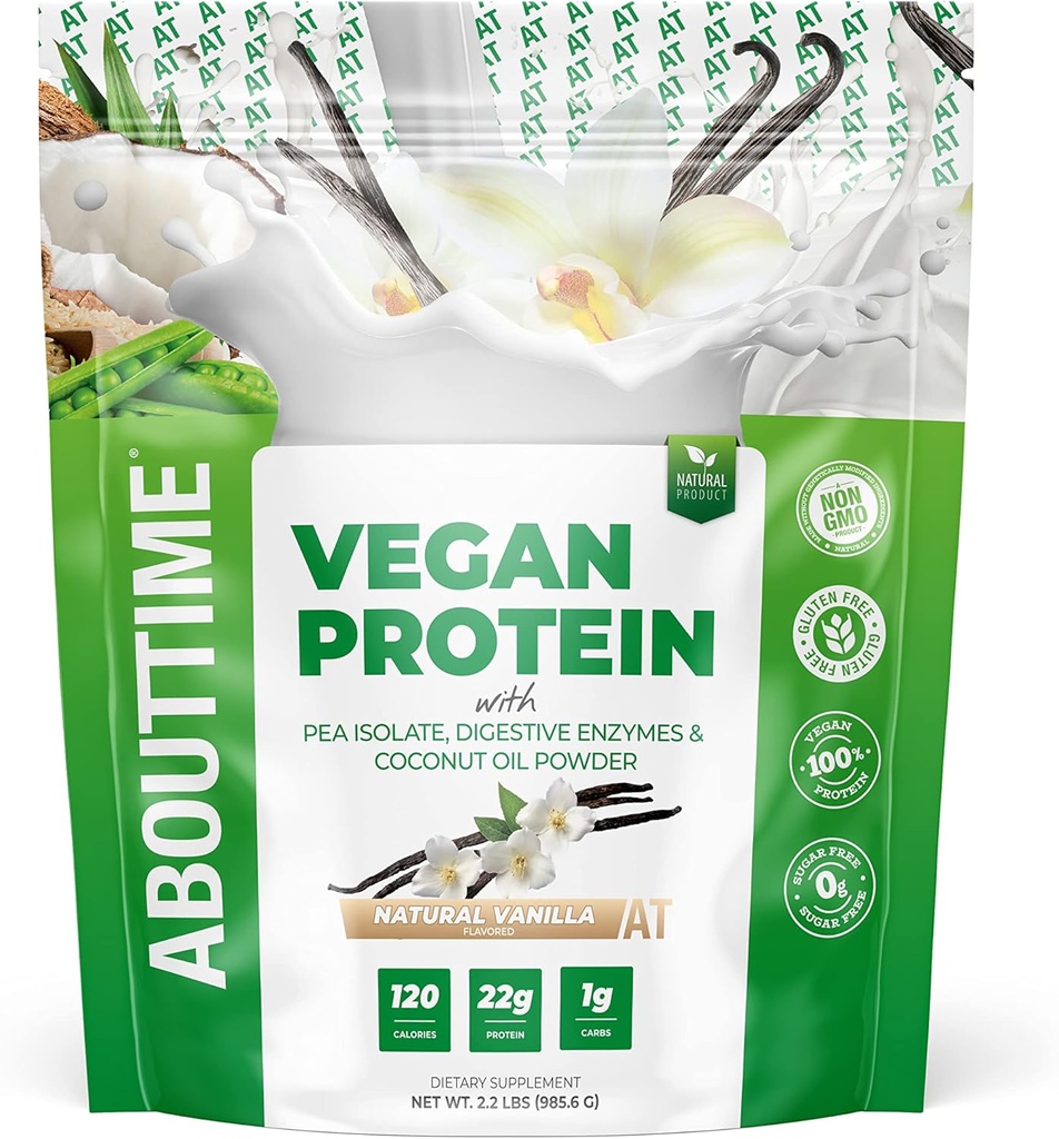 Veganvalgu pulber 22 g Vanilli, looduslikud koostisosad, GMO-vabad, taimsed, gluteenivabad, sojavabad, piimavabad, 32 serveerimist