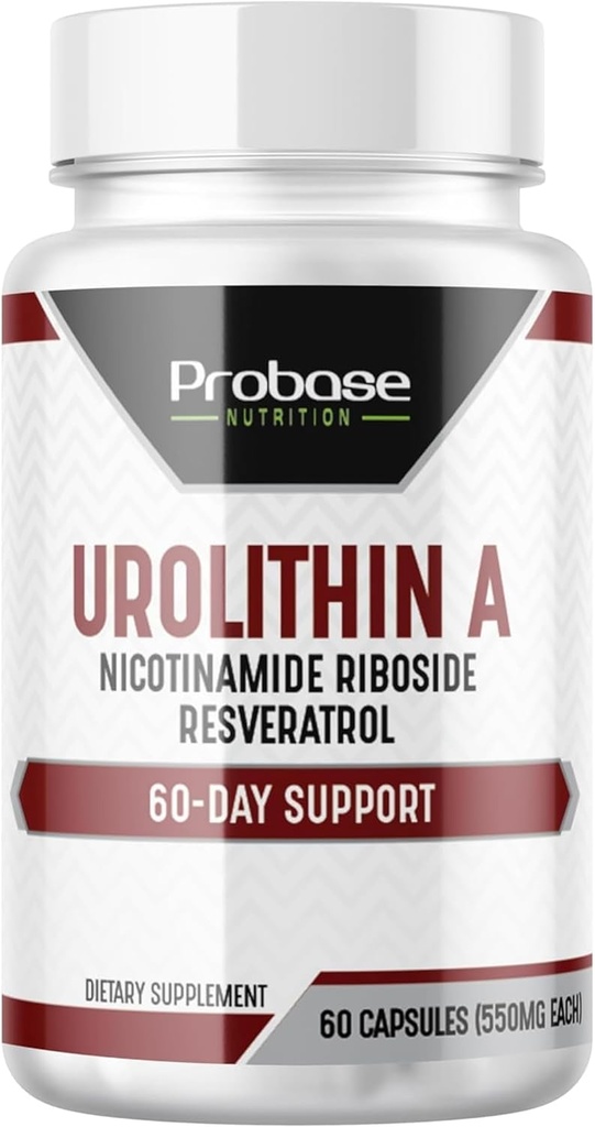 Probase Nutrition Urolitiin A - [60-päevane pakkumine] - lisatud NR-i ja resveratrooliga - alternatiiv NMN-ile, NAD-ile, CoQ10-le, PQQ-le tervisliku vananemise jaoks