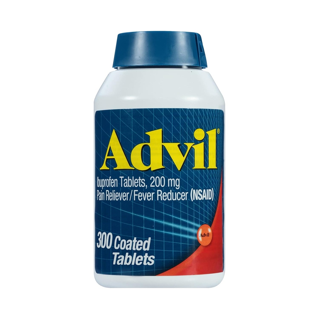 Advil valu leevendaja ja palaviku vähendaja, valu leevendav ravim ibuprofeeniga 200 mg peavalu, seljavalu, menstruaalvalu ja liigesevalu leevendamiseks - 300 kaetud tabletti