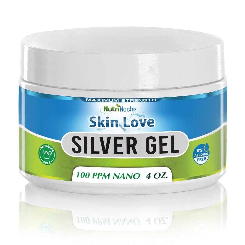 Nutrinoche Nano Silver Gel - Advanced Colloidal Silver Skin Cream - Haavahooldus ja esmaabi Gel rahustav paikne salv põletuste, Razor Burni ja päikesepõletuse ärrituste jaoks - Unscented 4 Oz Jar