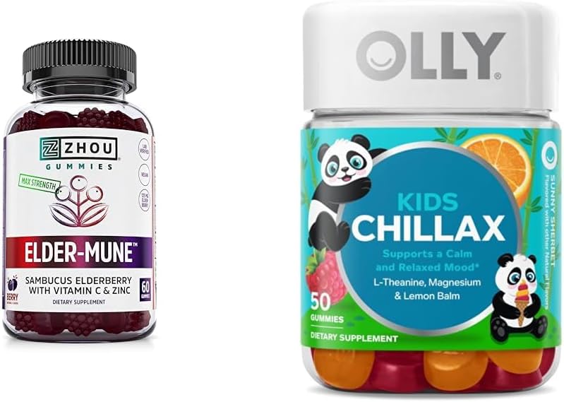 Zhou Nutrition Elderberry Gummies 60 Count & OLLY Kids Magneesium Gummies 50 Count Immune & Calm Support