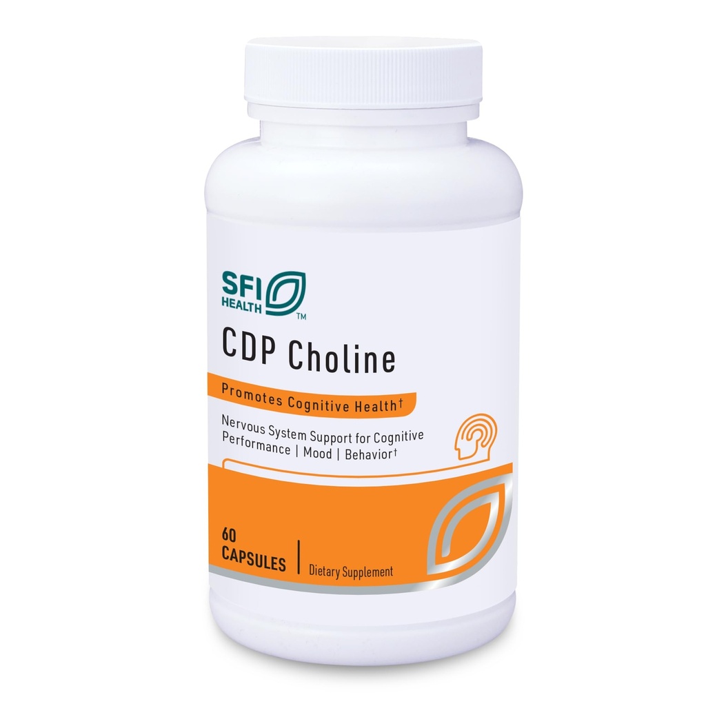 Klaire Labs SFI Health CDP Koliin 250mg - Sojavabad Koliinilisandid - Cognizini tsitikoliin, mis aitab toetada mälu, fookust ja tähelepanu - biosaadav aktiivne vorm, allergia (60 kapslit)