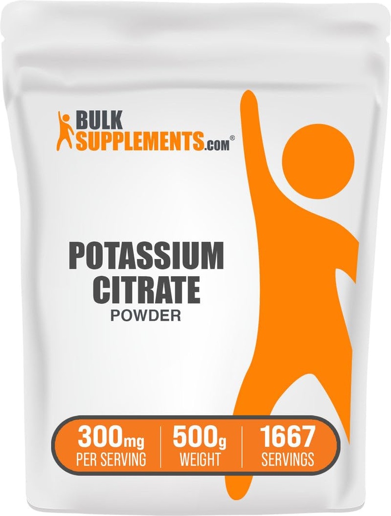 BulkSupplements.com Kaaliumtsitraadi pulber - hüdratsioonitoetuseks, mineraallisandiks, kaalium 99mg - gluteenivaba, 300mg serveri kohta, 500g (1,1 naela) (pakk 1)
