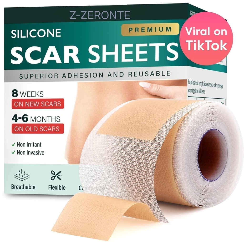 Silicone Scar Sheets, Silicone Scar Tape (1.6"x 120" Roll-3M), Reusable and Effective Scar Removal Sheets, Silicone Scar Removal Sheets for Surgical Scars, Healing Keloid, C-Section, Tummy Tuck