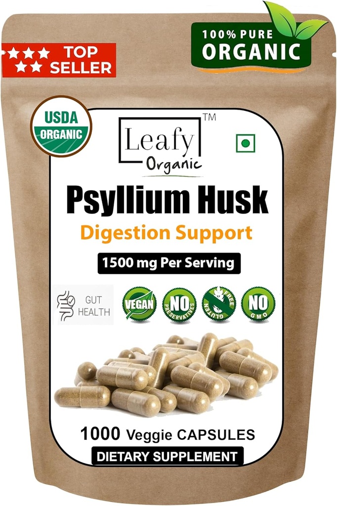 Psyllium Husk 1500mg Serving, 1000 kapslit - topelttugevus - Premium Psyllium Fiber Supplement - Suurepärane seedimine ja korrapärasus - 100% looduslik lahustuv kiud