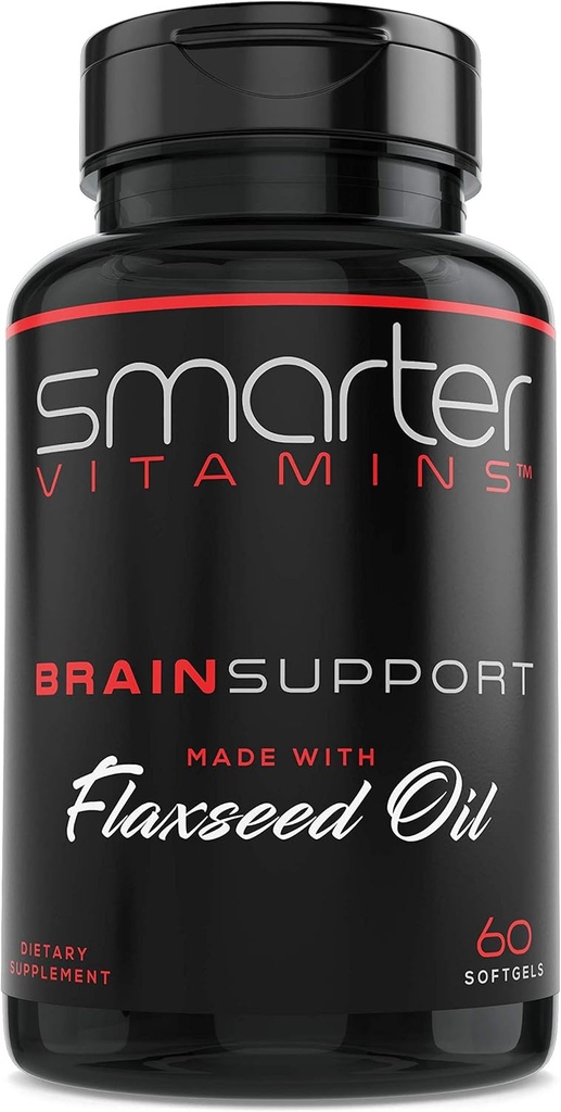 Smarter Brain Support Nootropic Supplement, Made with Alpha-GPC, L-Tyrosine & Acetyl L-Carnitine ALCAR, Flaxseed Oil, ALA DHA, 60 Softgel Energy Pills