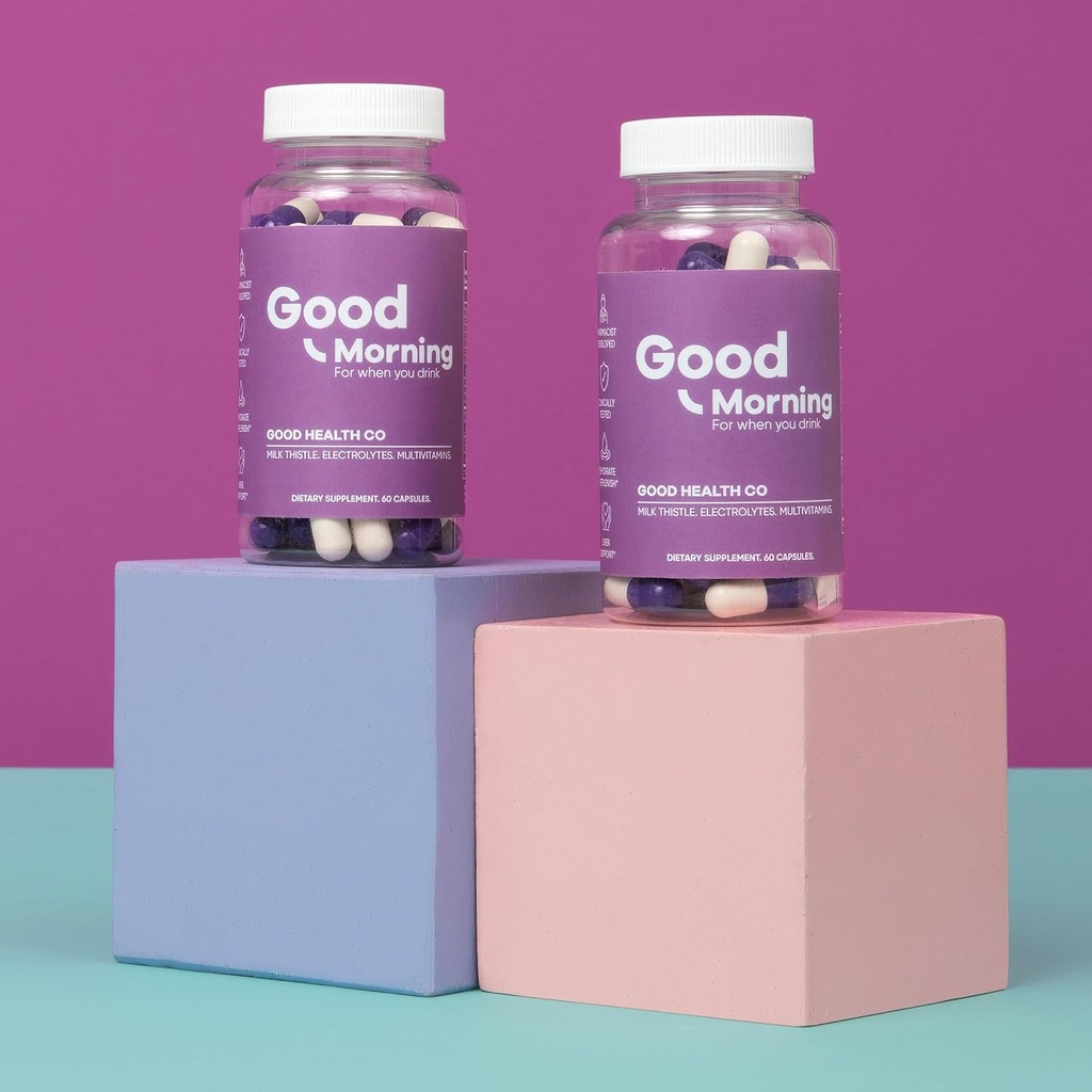 Good Morning Recovery Pills [2 Pack Hangover Kit] Kliiniliselt testitud pärast alkoholi abi joomine Relief + Maks Detox elektrolüütide piimaohakas + DHM. Terviseks!
